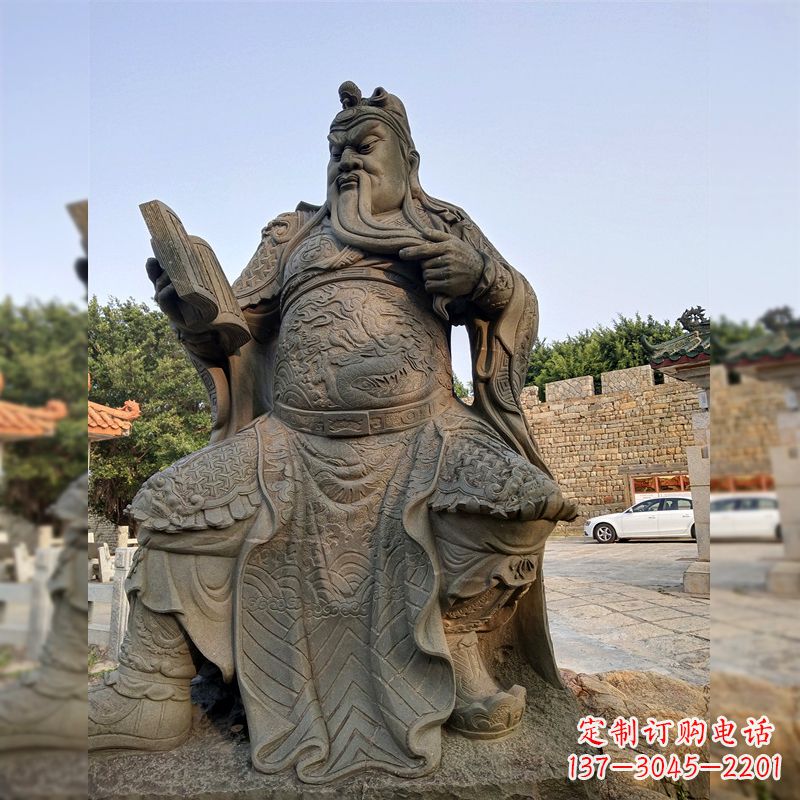 南京青石关公雕塑,让您的家居更加古典优雅