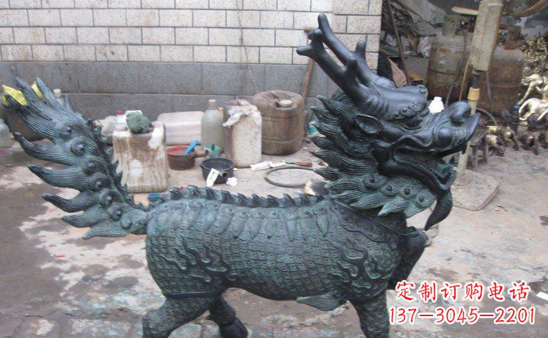 南京青铜雕制神兽麒麟,艺术匠心之至