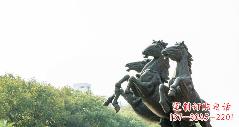 南京中领雕塑出品，精美青铜三匹马铜雕塑