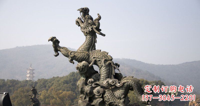 南京中领雕塑|传统青铜神龙出水铜雕
