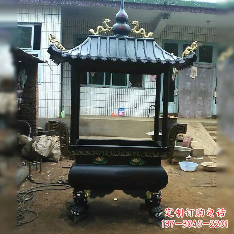 南京中领雕塑精美全铜香炉古典雕塑