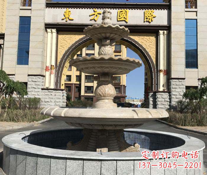 南京三层欧式喷泉石雕,为小区增添质感