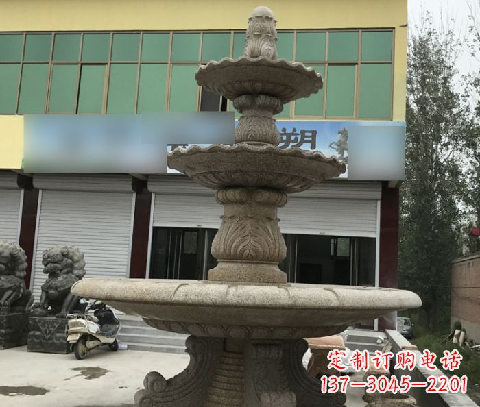 南京三层砂岩喷泉欧式石雕，定制专属你的雕塑