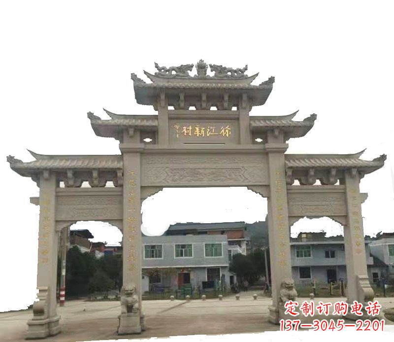 南京三门牌坊仿古石雕,雕刻精美传承传统