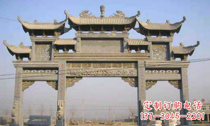 南京特色街角石雕牌坊精致典雅的装点