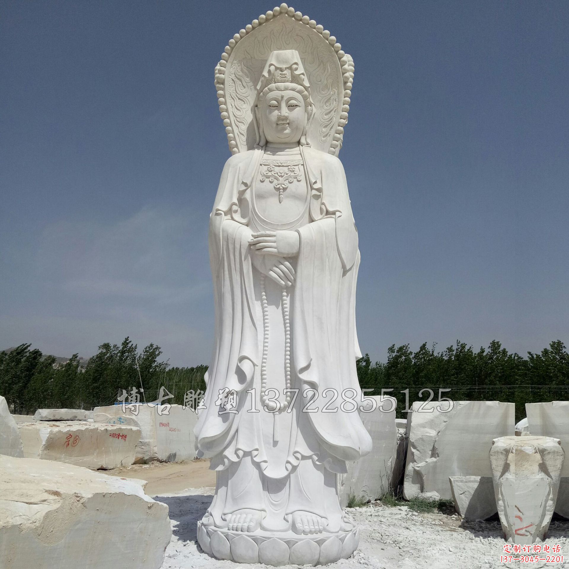 南京观赏性质的三面观音石雕塑