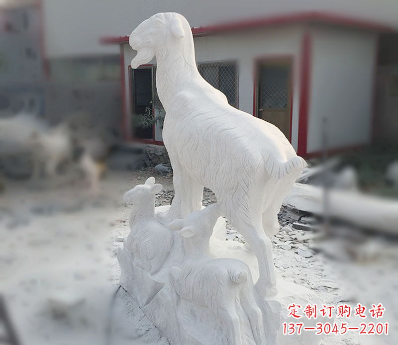 南京三羊开泰石雕动物摆件，让你的家中充满招财运