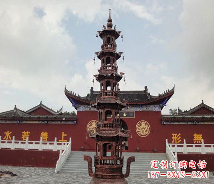 南京三足铜香炉雕塑,精美绝伦