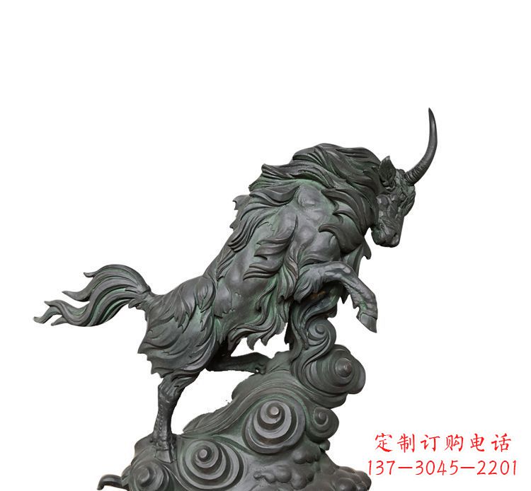 南京神牛踏波绸缎精美铜雕