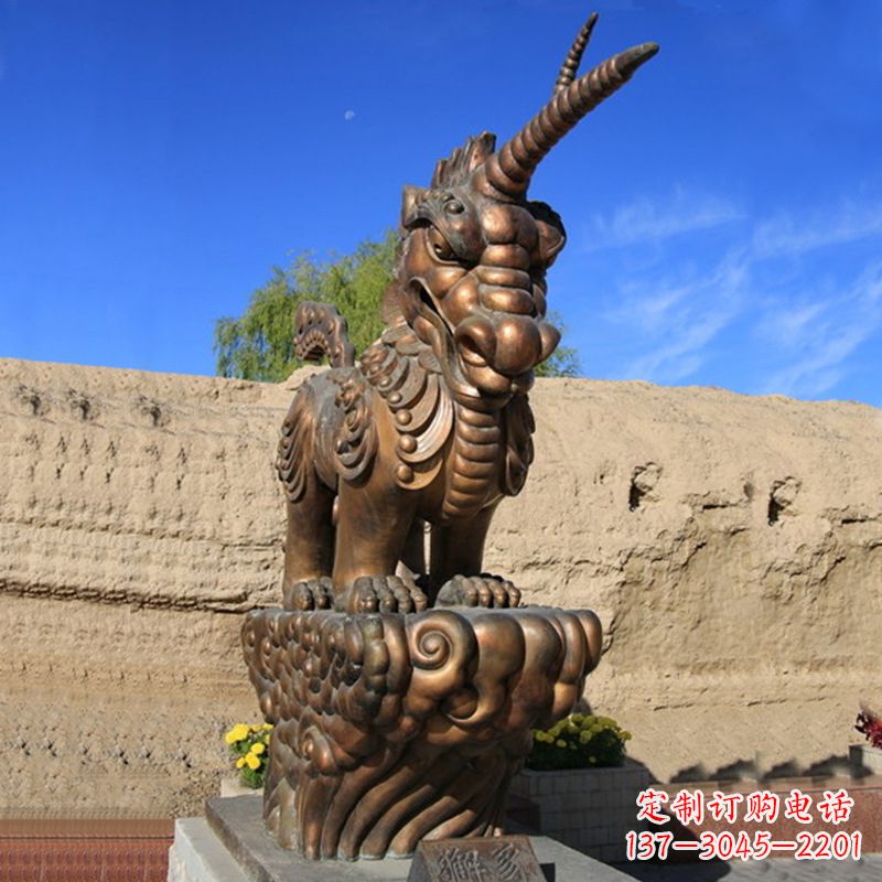 南京神兽獬豸古铜雕塑摆件