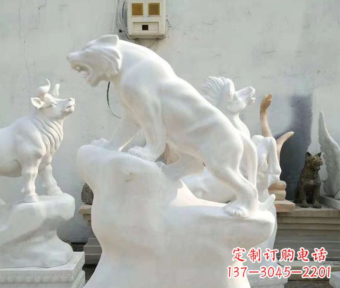 南京中领雕塑:汉白玉老虎雕塑