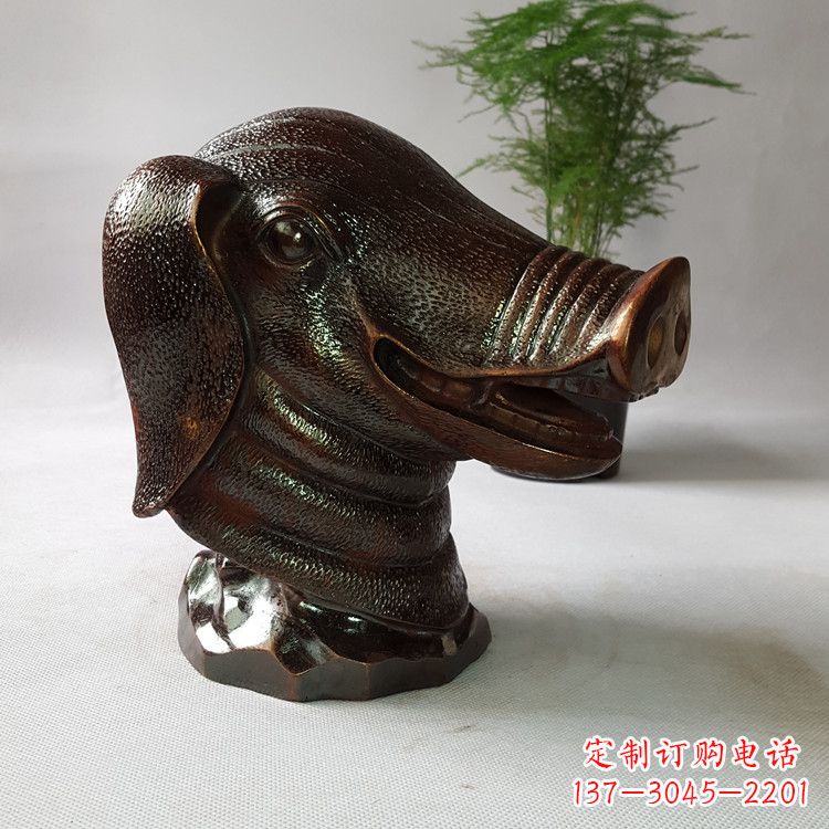 南京精美完美的生肖猪铜兽首