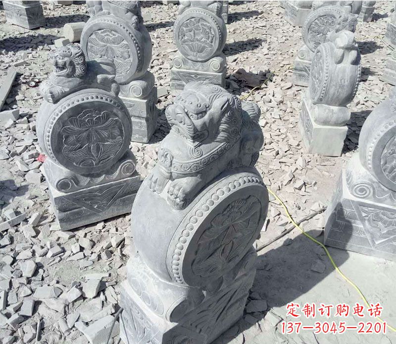南京狮子抱鼓石招财门墩石雕，尊贵大气典雅