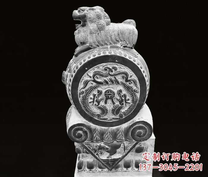 南京中领雕塑狮子石抱鼓仿古石门墩