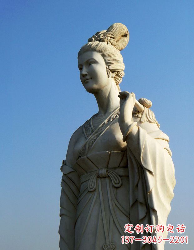 南京十二花神九月菊花庞苏汉白玉美女雕像