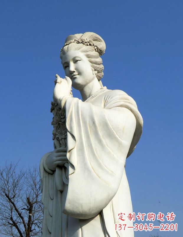 南京十二花神之三月桃花息夫人汉白玉精美美女雕像