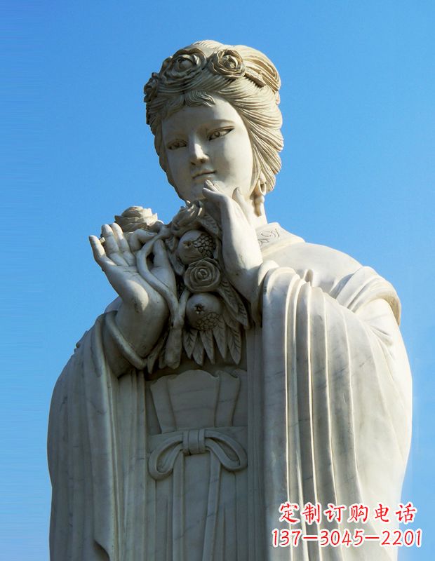 南京石榴之美——十二花神之五月石榴李氏汉白玉古代美女雕像