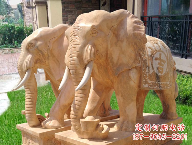 南京石雕大象风水的精美雕塑