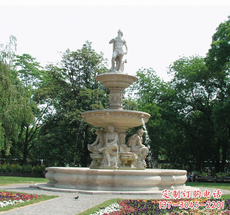 南京石雕跌水喷泉塑型,给园林增添美感