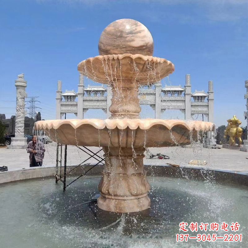 南京石雕风水球喷泉-景区广场水景装饰雕塑摆件