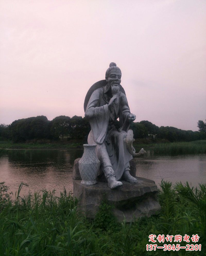 南京美观大气的姜太公石雕鱼钓雕塑