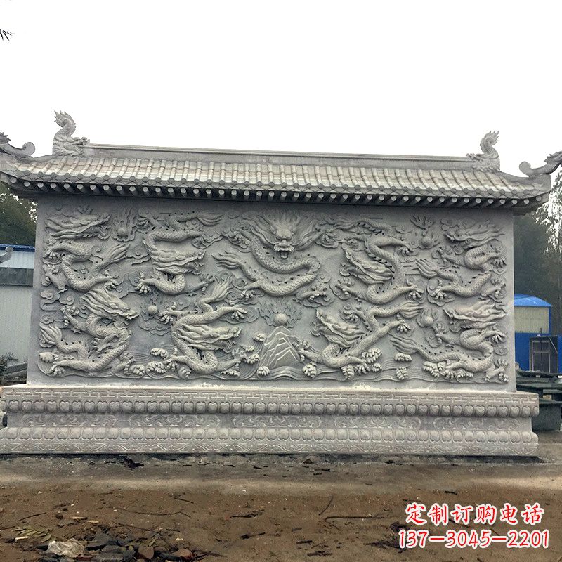南京中领雕塑:精美九龙壁雕塑,添彩寺庙庭院
