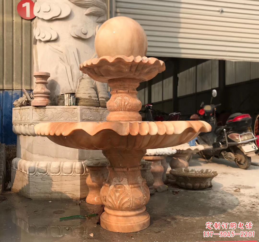 南京石雕流水龙头喷泉风水球