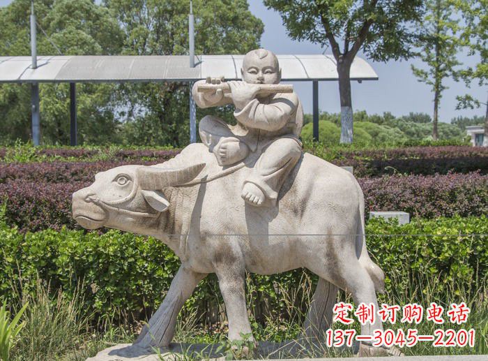 南京石雕牧童牛雕塑,让传统气息永存