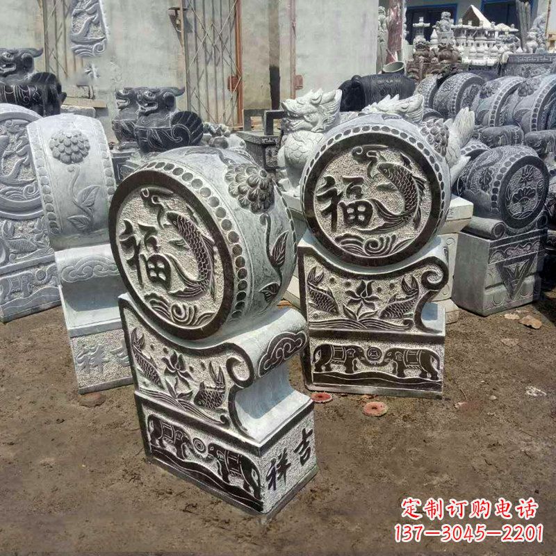 南京石雕貔貅抱鼓门墩雕塑