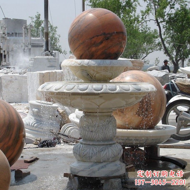 南京艺术精美的青石风水球雕塑