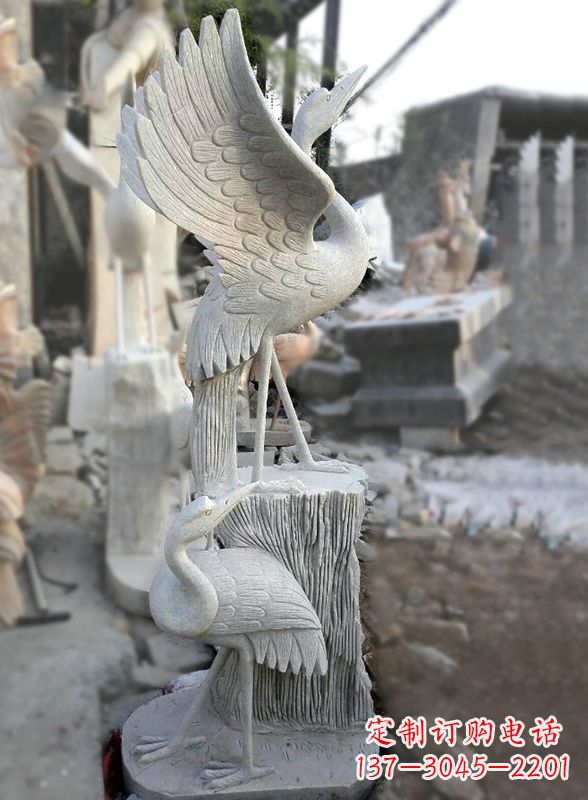 南京石雕仙鹤景观摆件