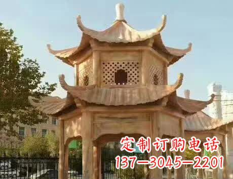 南京石雕小区景观双层凉亭