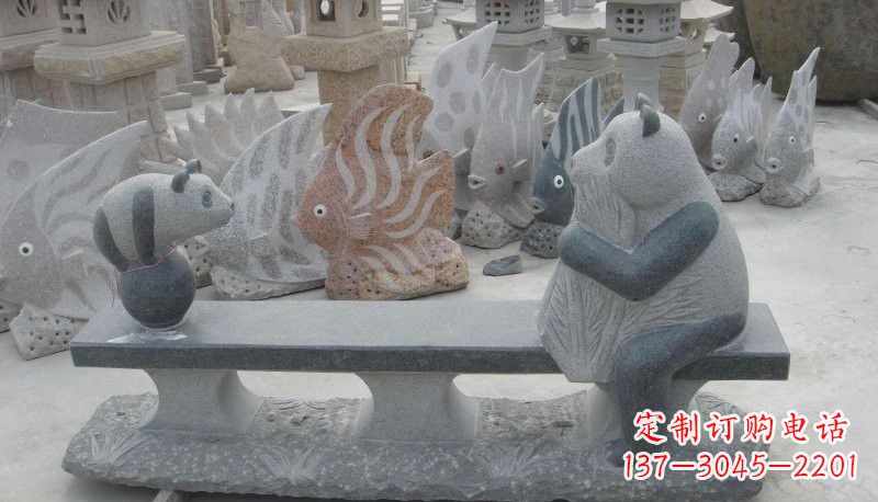 南京石雕熊猫座椅