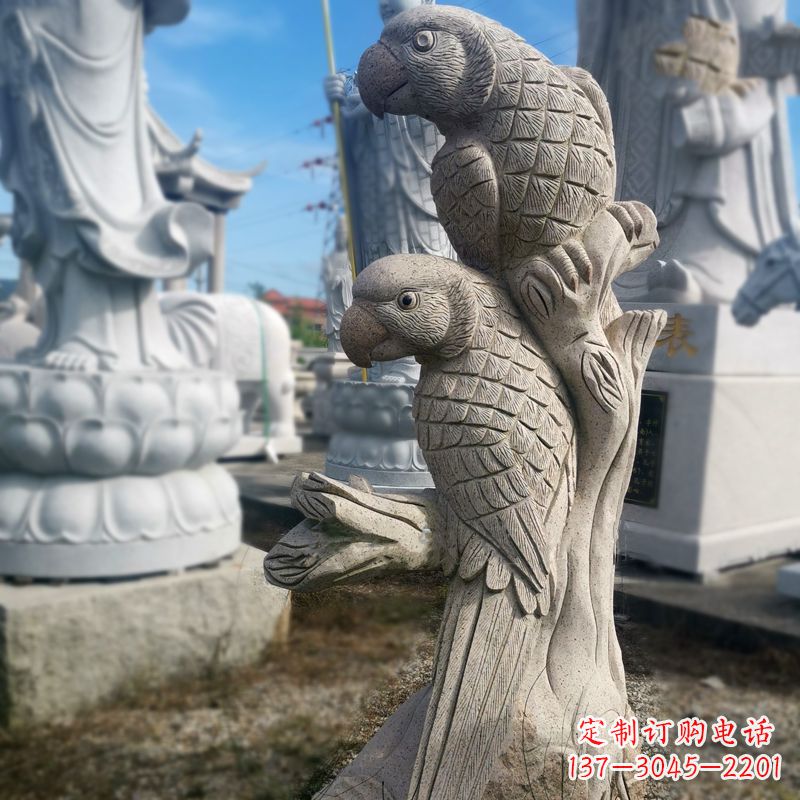 南京石雕鹦鹉景观雕塑摆件