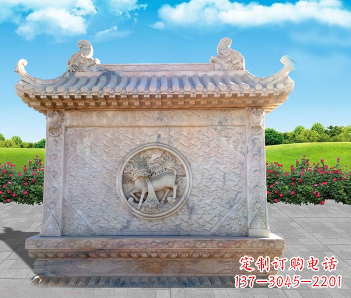 南京石浮雕麒麟庭院影壁