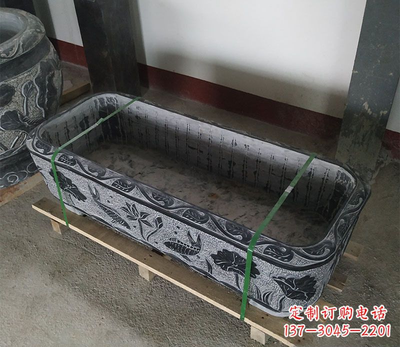南京石浮雕鱼缸仿古鱼缸石雕