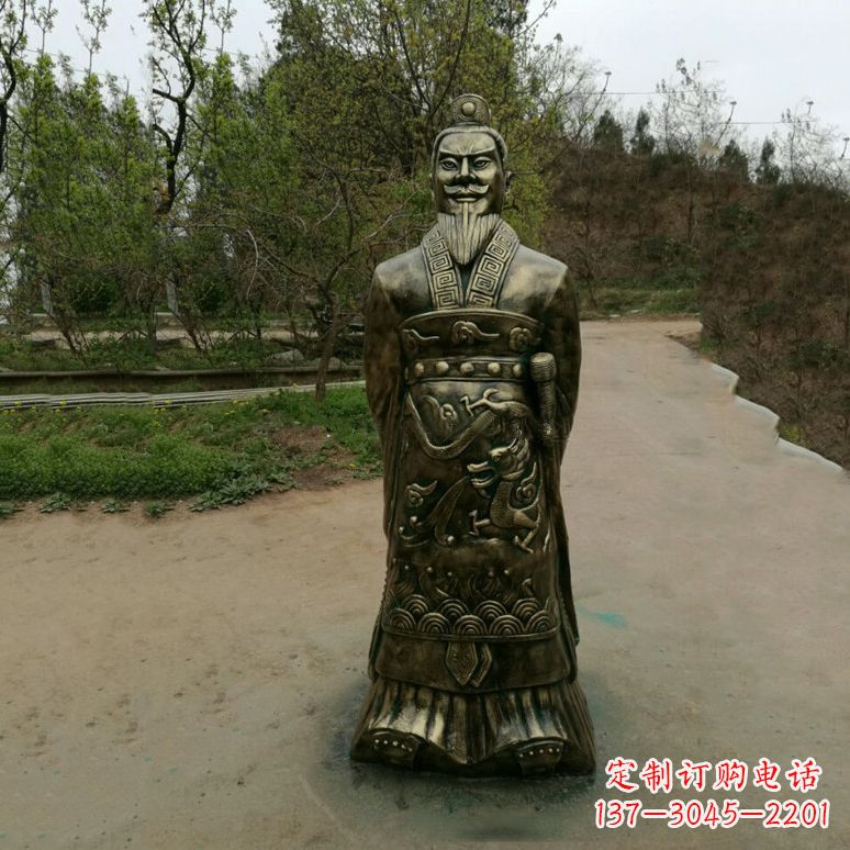 南京始皇嬴政玻璃钢仿铜雕塑