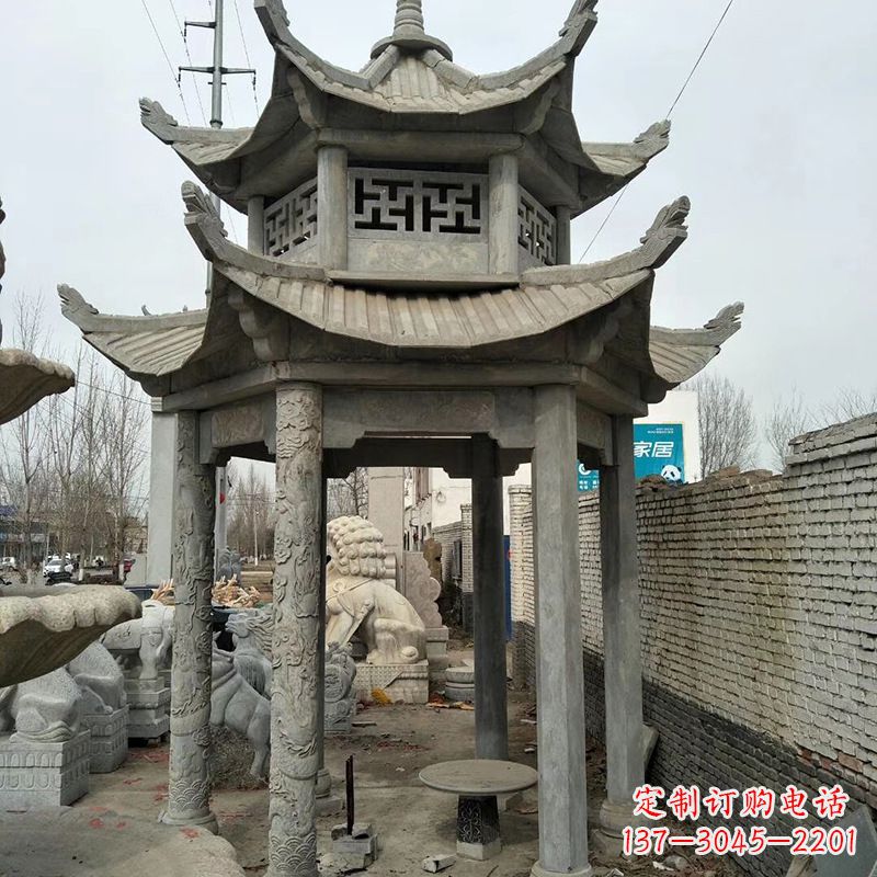 南京双层大理石凉亭雕塑