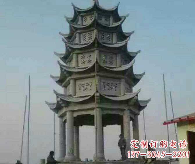 南京双层大理石凉亭石雕 (2)