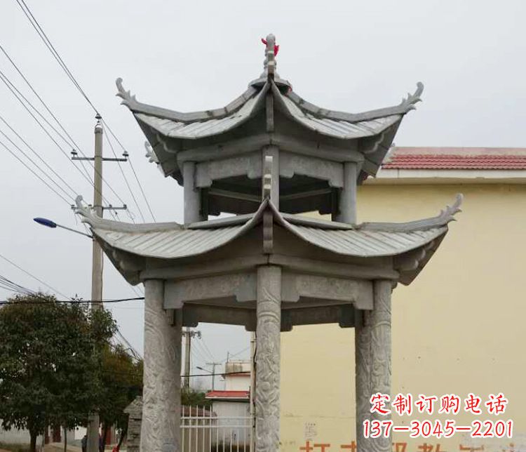 南京双层仿古凉亭石雕 (2)