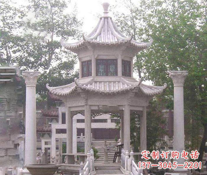 南京双层仿古凉亭石雕 (3)