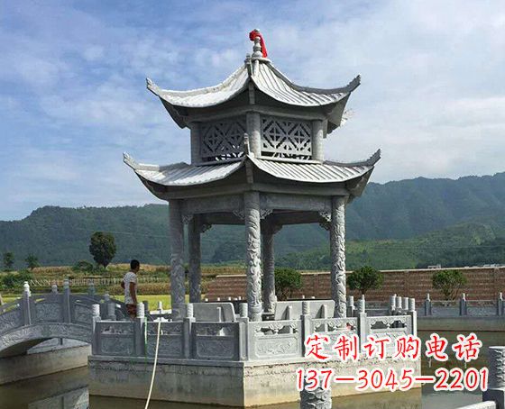 南京双层仿古凉亭石雕_1