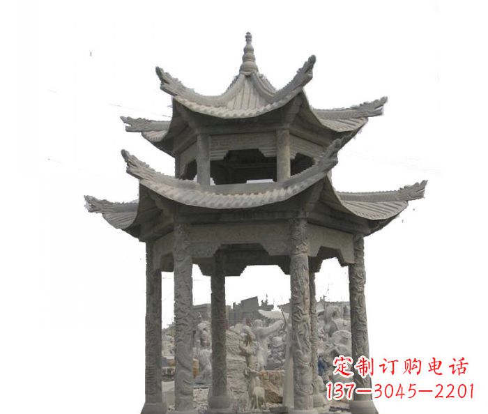 南京双层仿古石雕凉亭 (2)