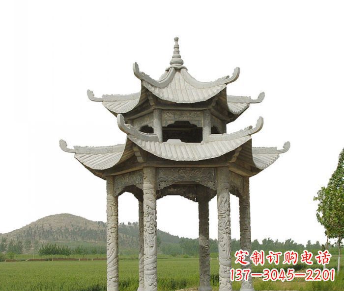 南京双层仿古石雕凉亭