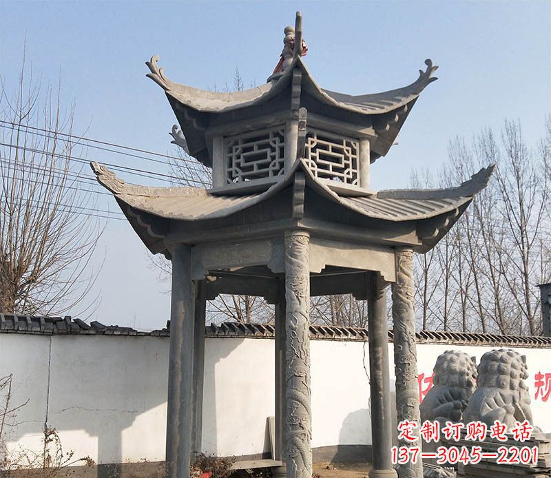 南京双层户外凉亭石雕 (2)