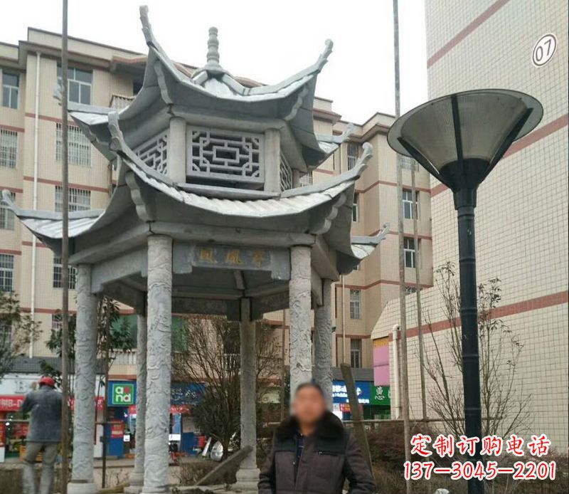 南京双层六角凉亭石雕