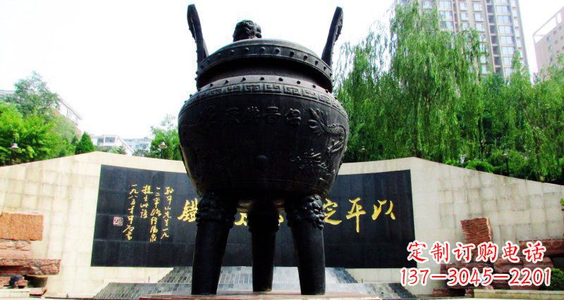 南京双龙戏珠广场香炉铜雕景观雕塑