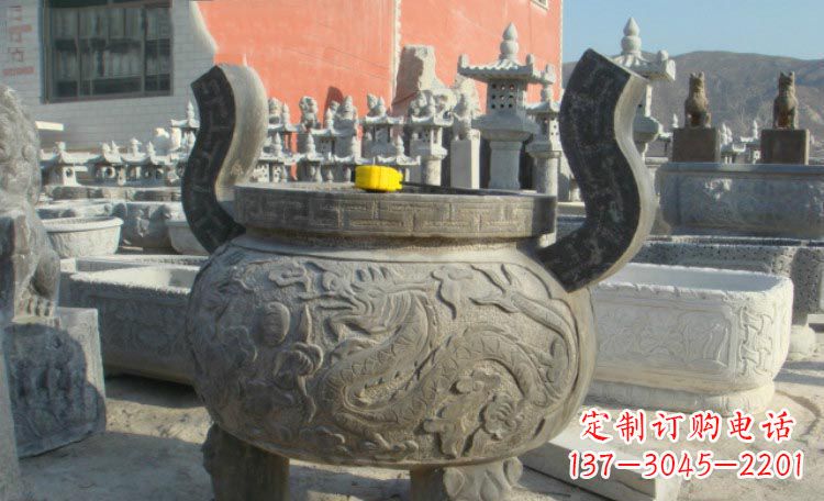 南京双龙戏珠浮雕香炉铜雕
