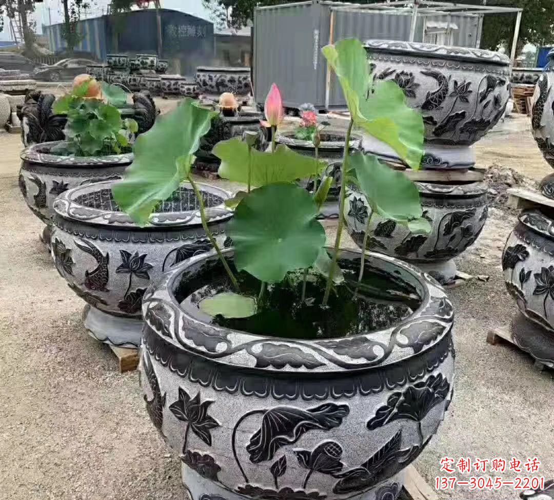 南京睡莲石浮雕花盆雕塑公园景观雕塑
