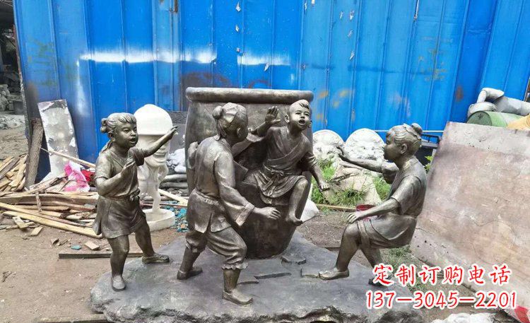 南京司马光砸缸铜雕 (2)